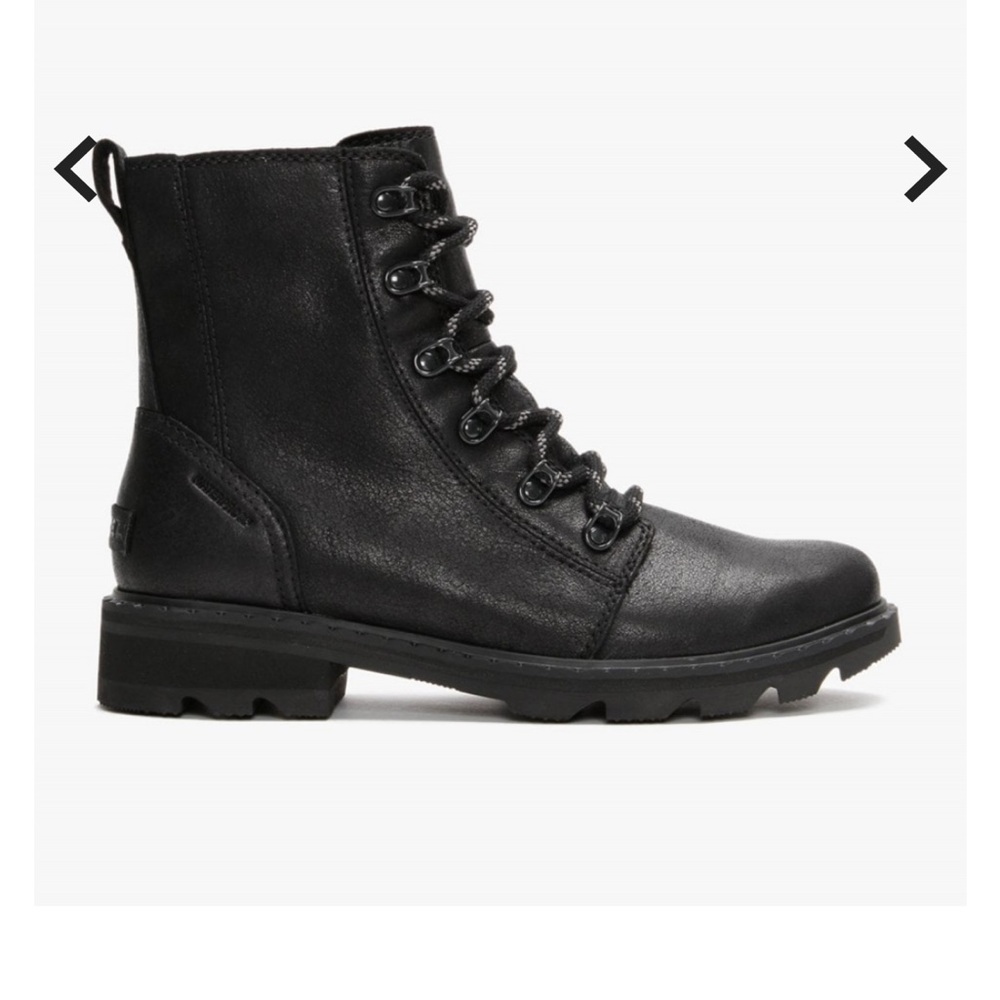 Sorel Lennox Lace Black Leather Ankle Boots